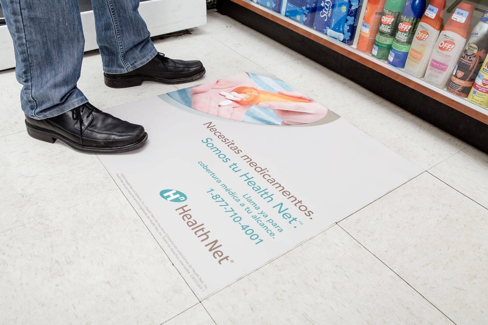 pharmacy advertising with floor decals